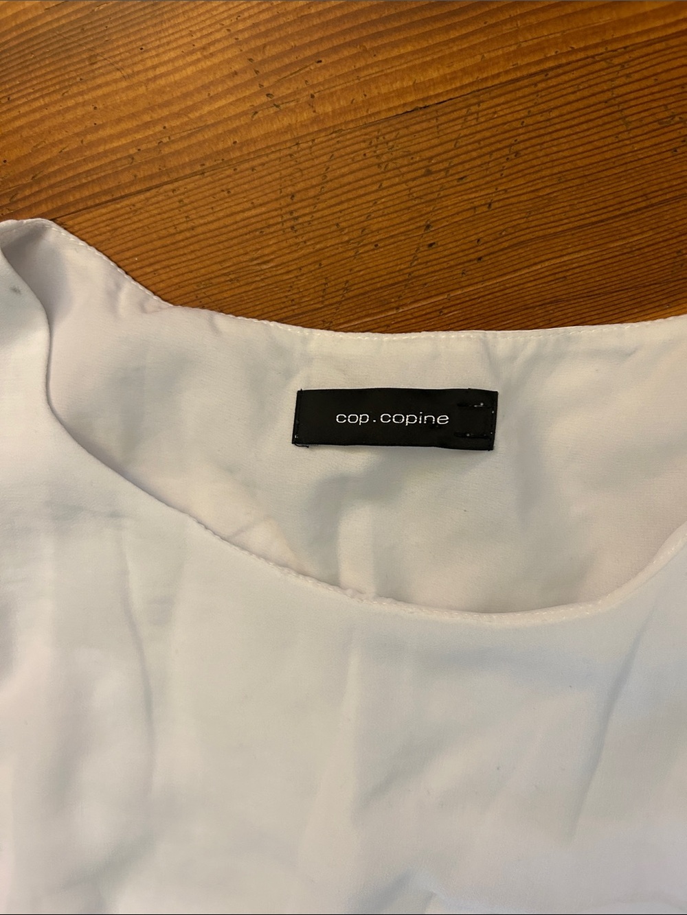 Cop.Copine Y2K sheer asymmetrical sleeveless white French euro whimsy top - Picture 2 of 6